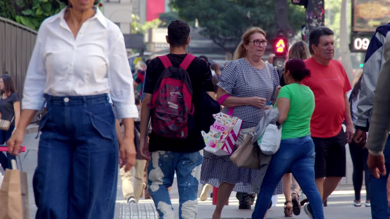 Busy Street Scene in a South American City