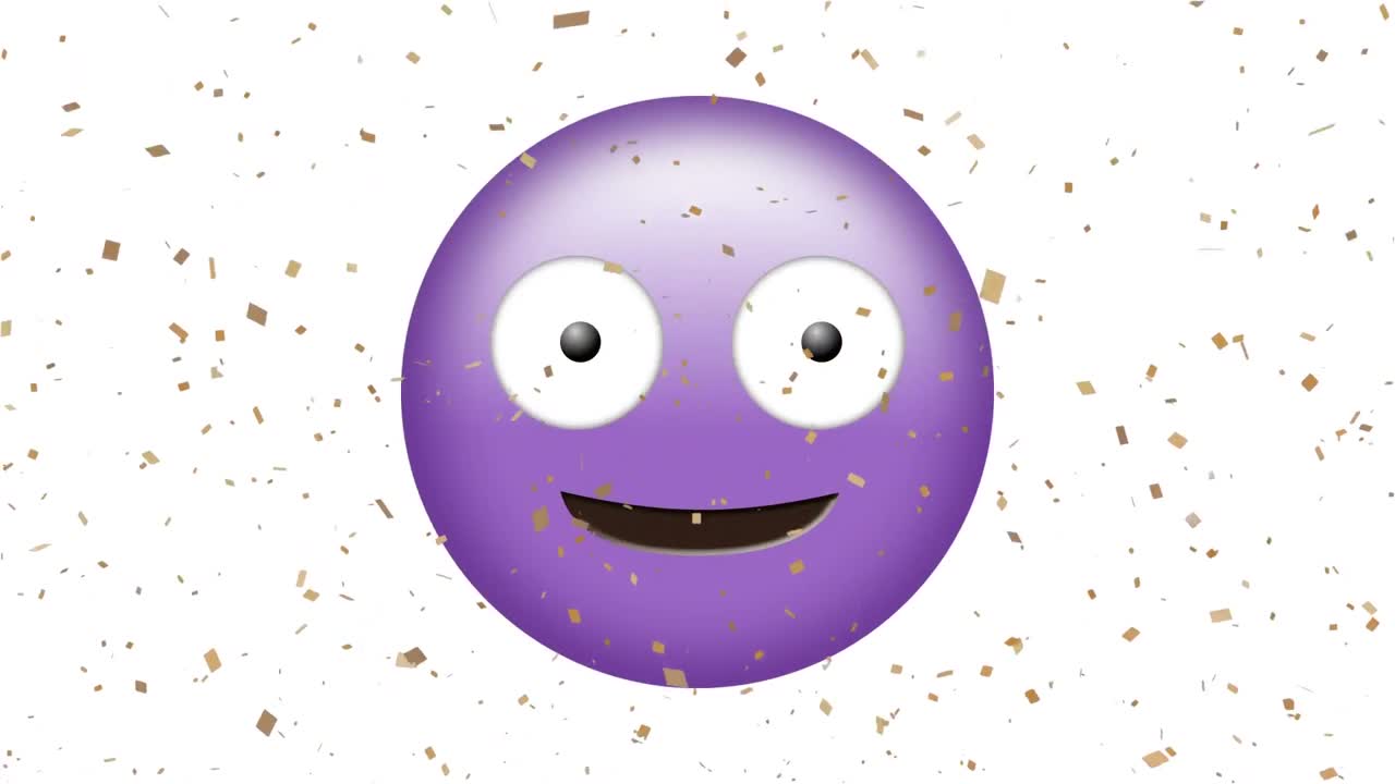 animación de confeti sobre el icono de emoji sonriente sobre un fondo blanco