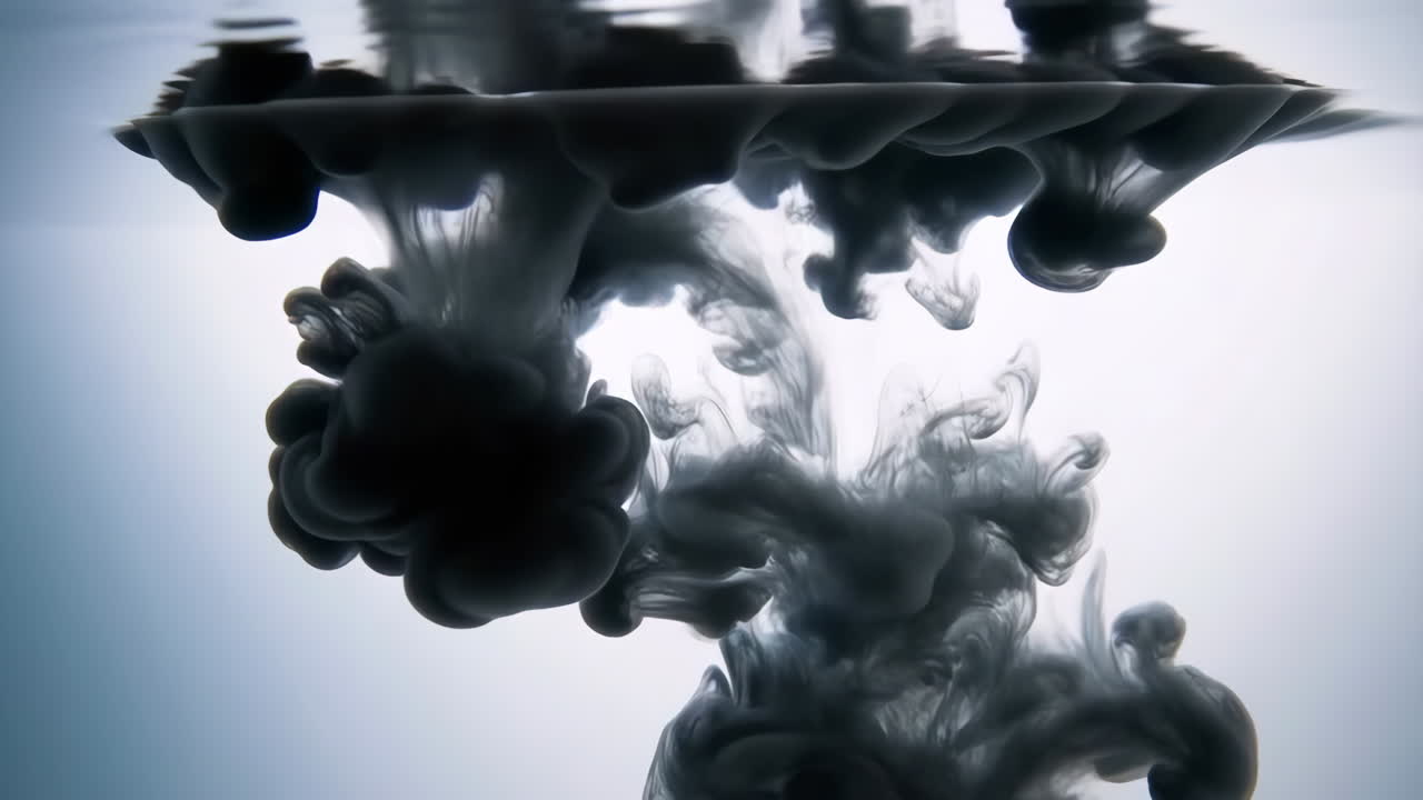 Abstract Black Ink Flowing in Water