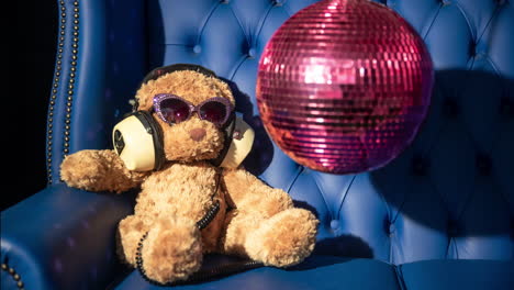 teddy bear dj with disco ball