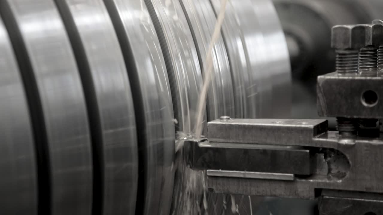 Industry lathe machine work in steam turbine