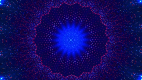 flor azul y roja con patrón psicodélico. ciclo de kaleidoscopio vj