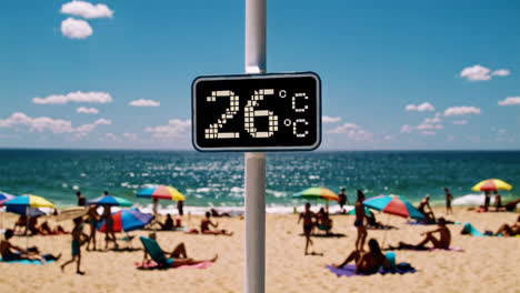 beach scene with temperature display