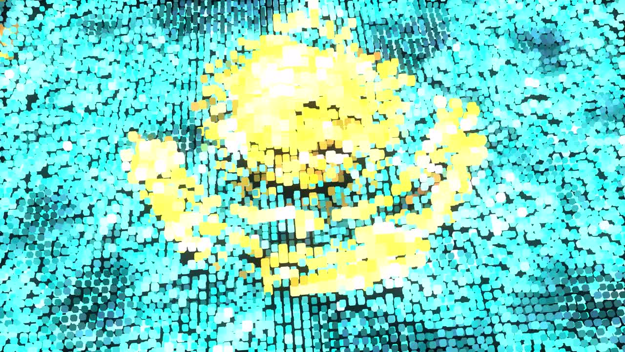 Very bright 60FPS modern Kazakhstan flag on shining pixels  waving - abstract 3d seamless looping animation UHD 4k