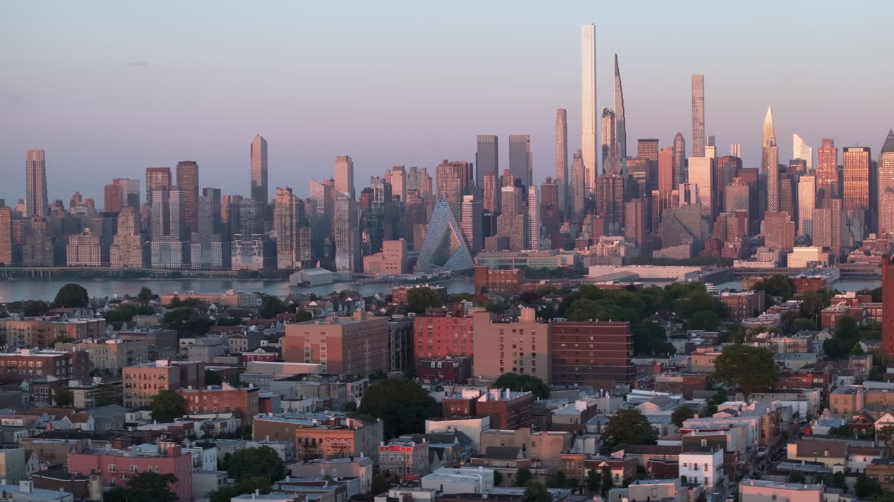 Aerial view of Midtown Manhattan at dusk. Shot in Weehawken, New Jersey.