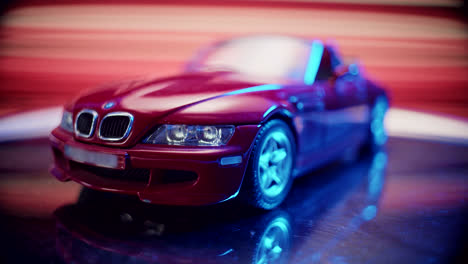 close-up of a red toy bmw z3 car