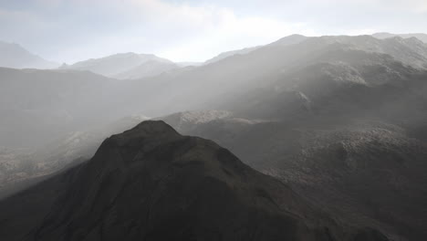 night desert landscape with rocky mountains and sunset