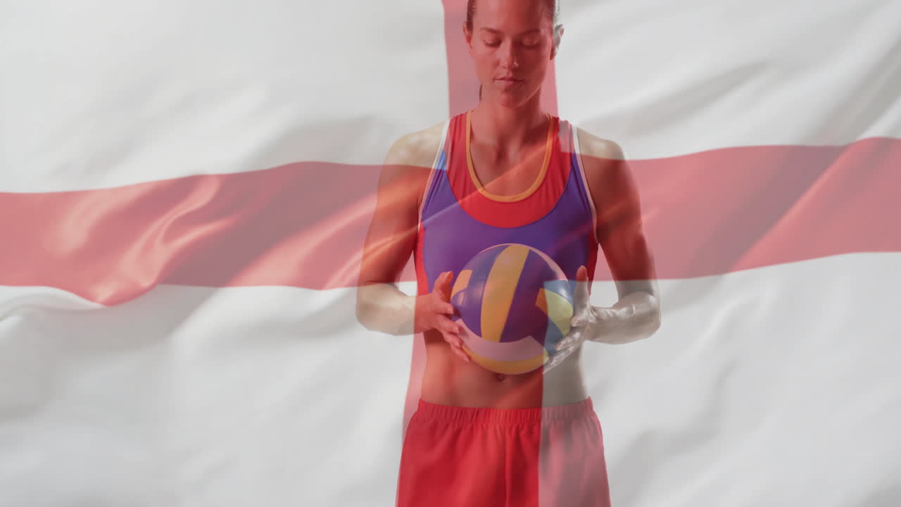 영국 발이 카우카스 여성 네트볼 선수 위에 있는 애니메이션