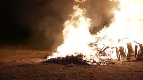 slow motion bone fire in a field