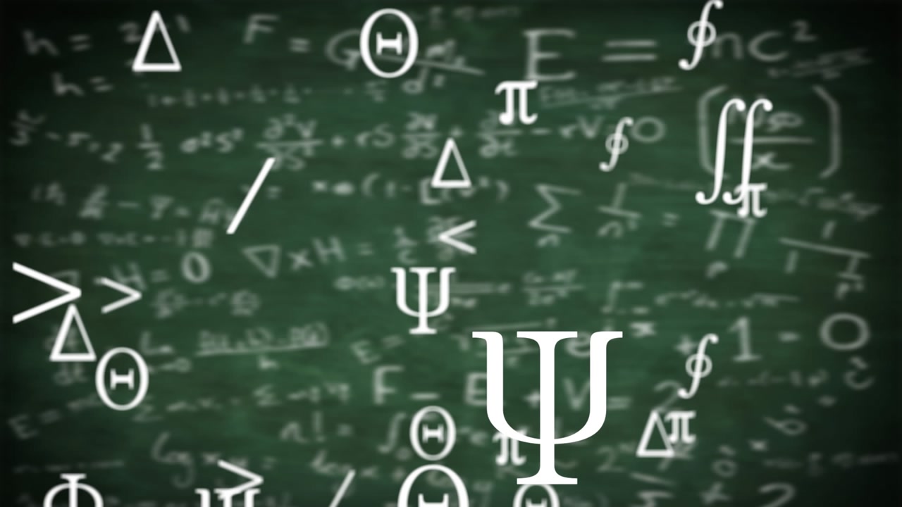 Animation of mathematical equations on green background