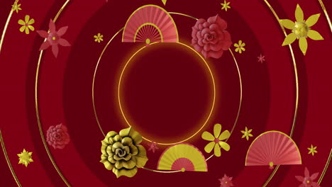 animación de patrón chino con espacio de copia en fondo rojo