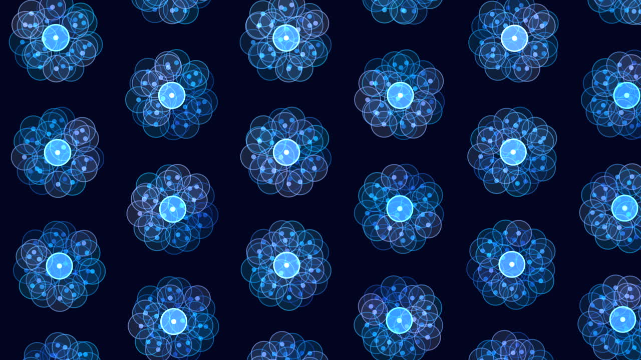 Dynamic blue circles pattern on dark background