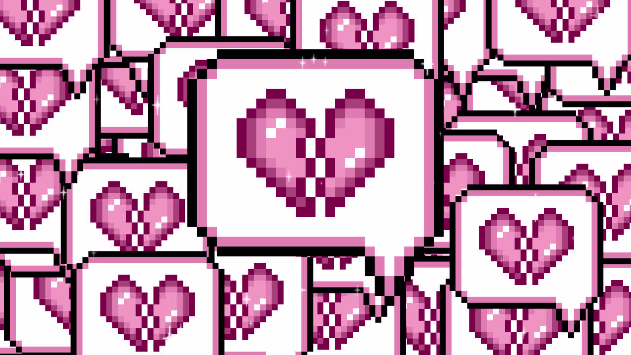 Pixel art pop up speech bubble icon broken heart Transitions. 1080p - 30 fps - Alpha Channel (8).mov