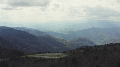 aerial view of waterrock knob parking area overlooking scenic blue ridge mtns