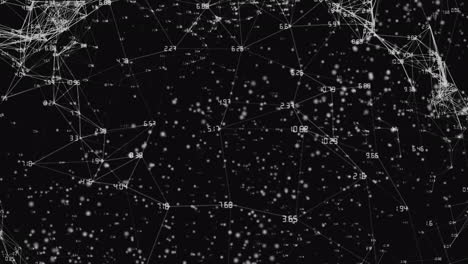 animación del procesamiento de datos y huella de mano sobre fondo negro