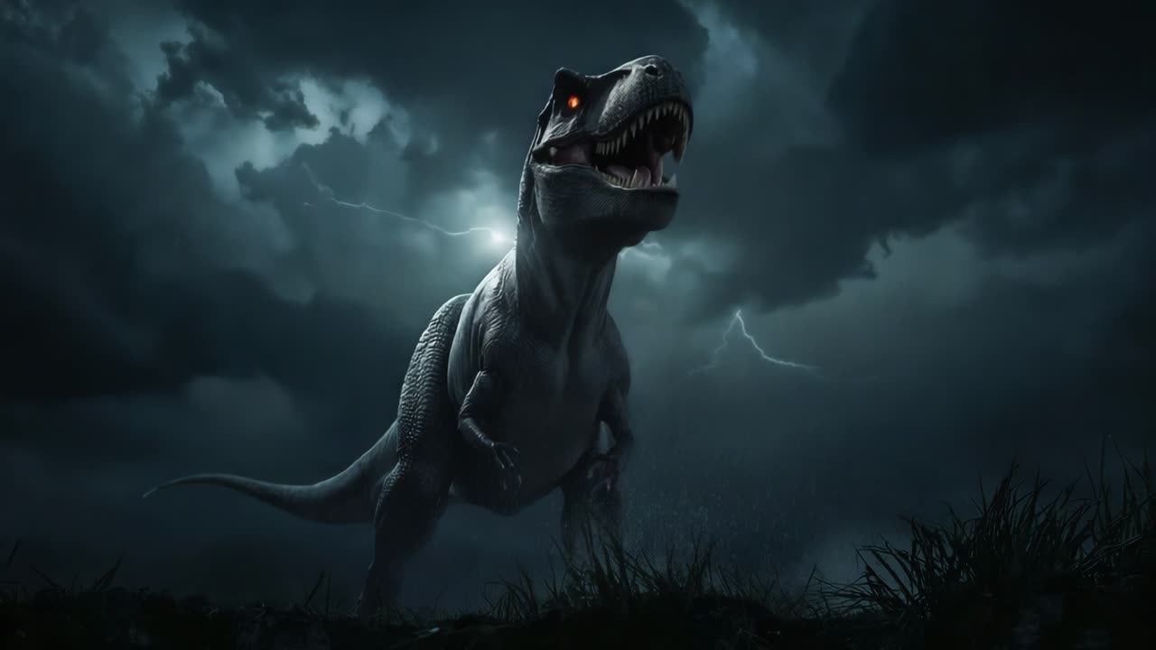 Tyrannosaurus Rex in a Thunderstorm