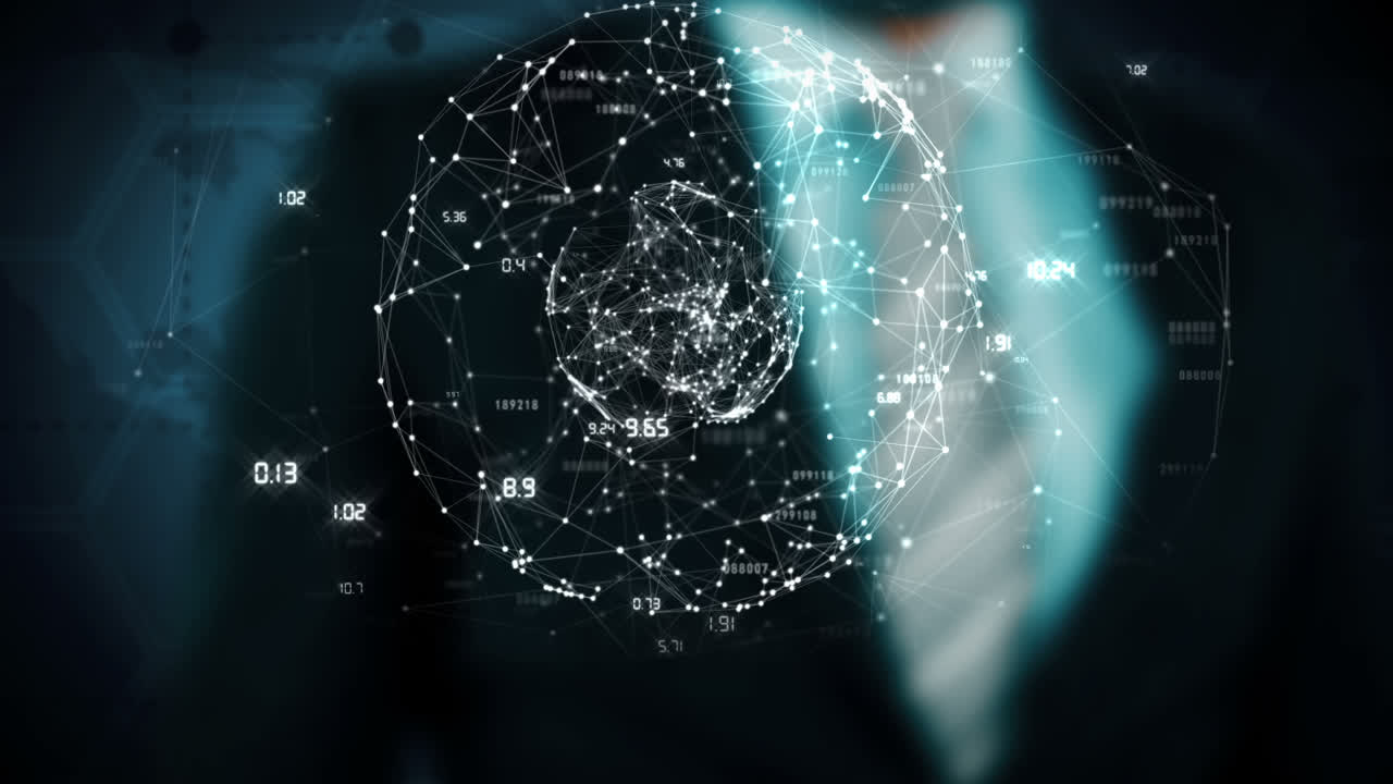 Business man touching technology graphic