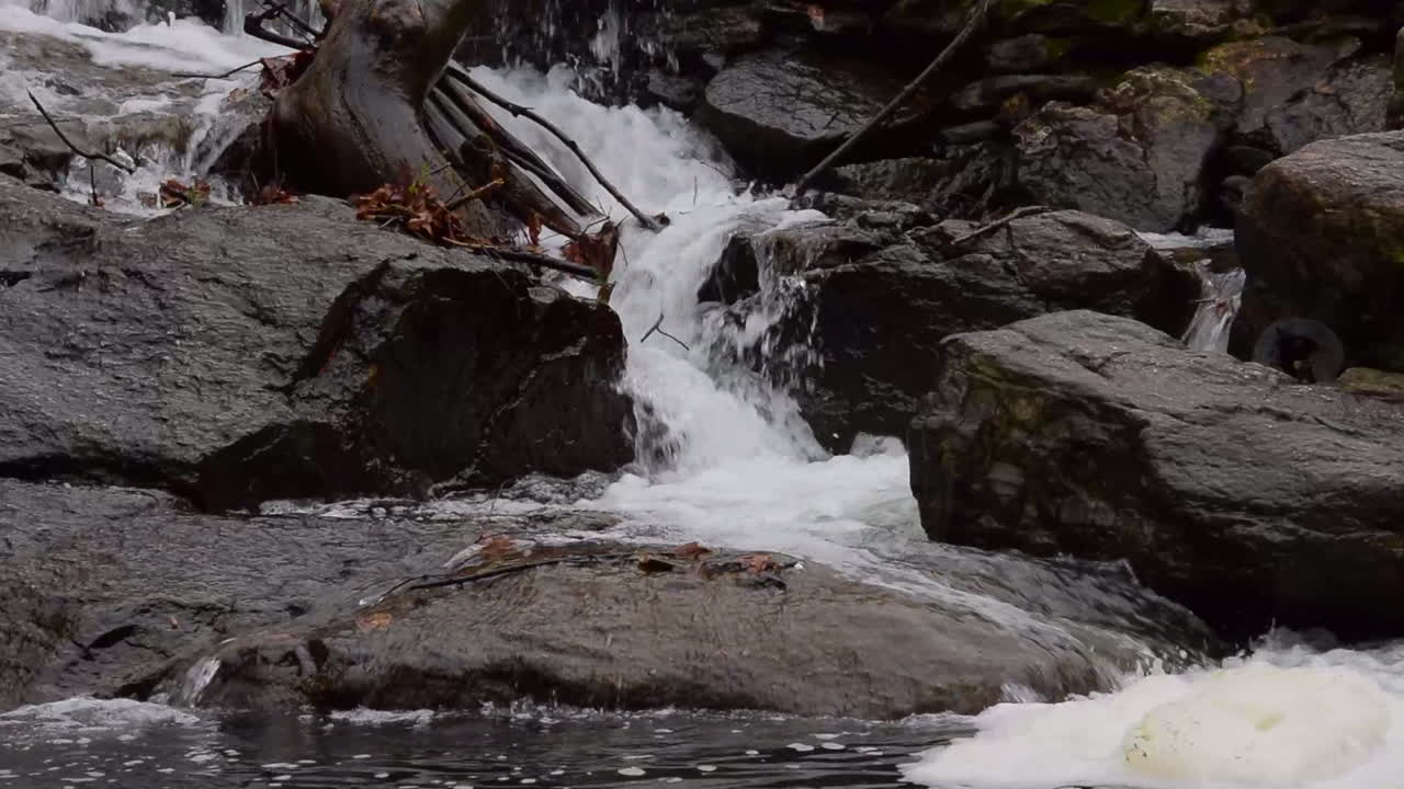 Flowing water down the rocks