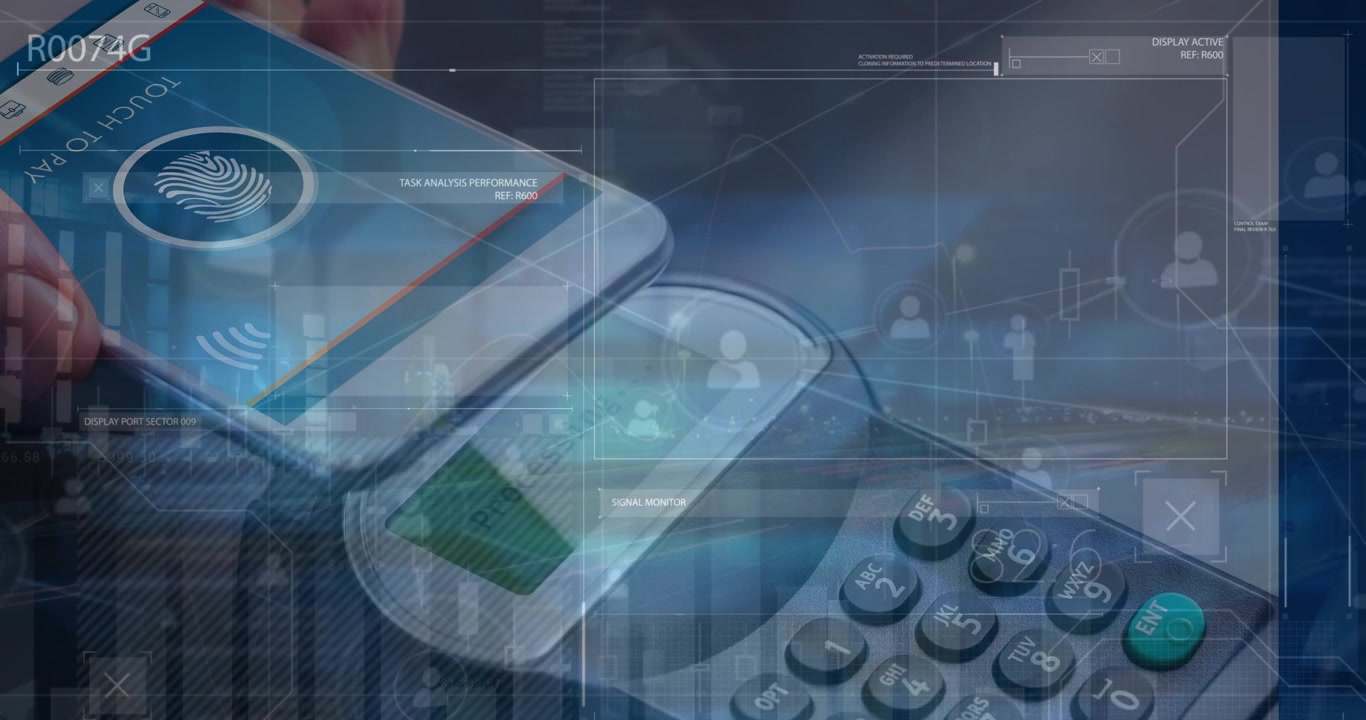 Animation of digital interface over credit card