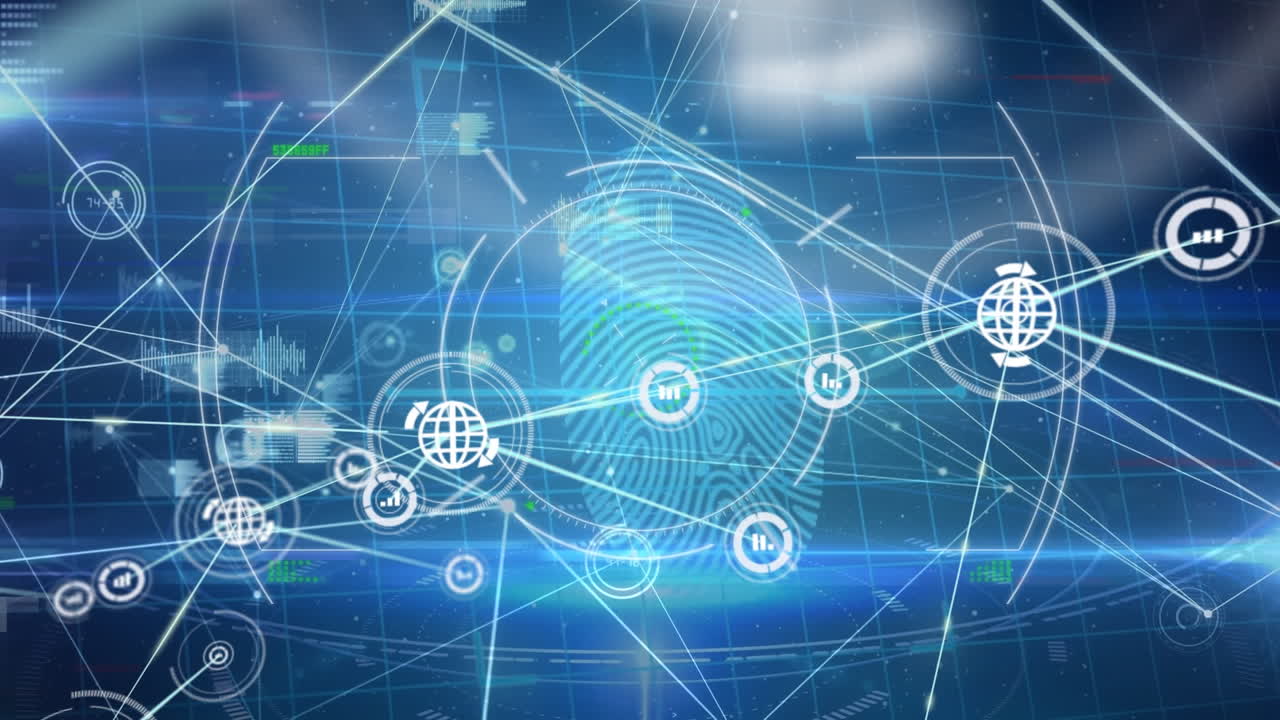 디지털 아이콘 네트워크의 애니메이션 및 바이오메트릭 지문 스캐너를 통해 범위 스캔