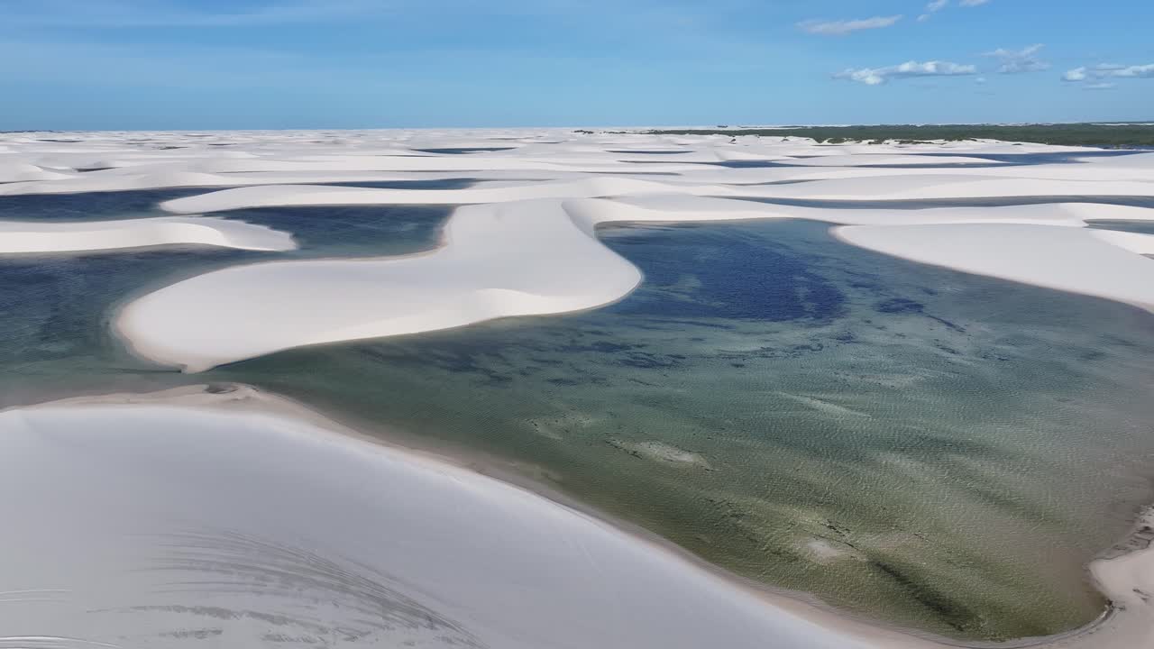 Lencois Maranhenses At Santo Amaro In Maranhao Brazil. Nature Scenery. High Sand Dunes. Lencois Maranhenses At Brazil. Rainwater Lakes. Stunning Ecosystem. Tropical Travel. Brazil Northeastern