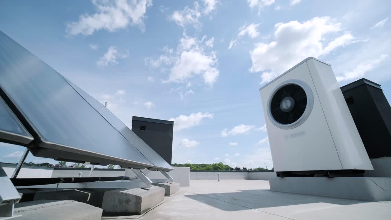 hvac - 난방, 환기 및 에어컨 시스템, 지붕에 열 프