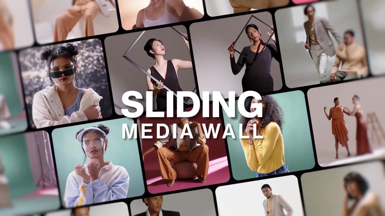 Dynamic Sliding Media Wall Featuring Diverse Fashion Models