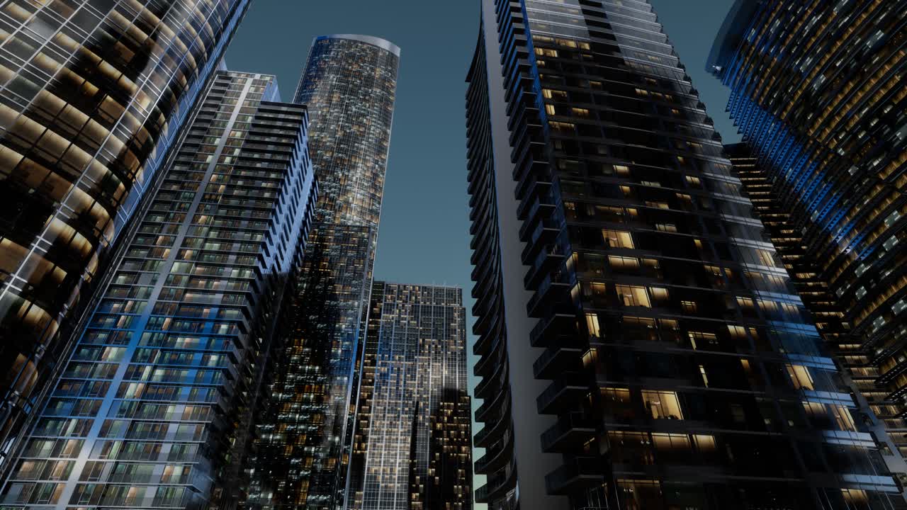 I grattacieli della città di notte