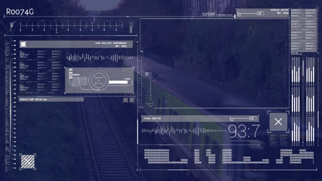 animation of data processing on screens over train