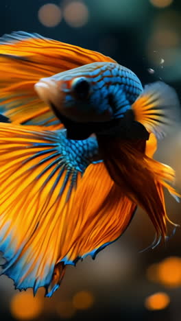 colorful betta fish swimming gracefully. a colorful betta fish swims gracefully, flaunting its fins in a calm aquarium.