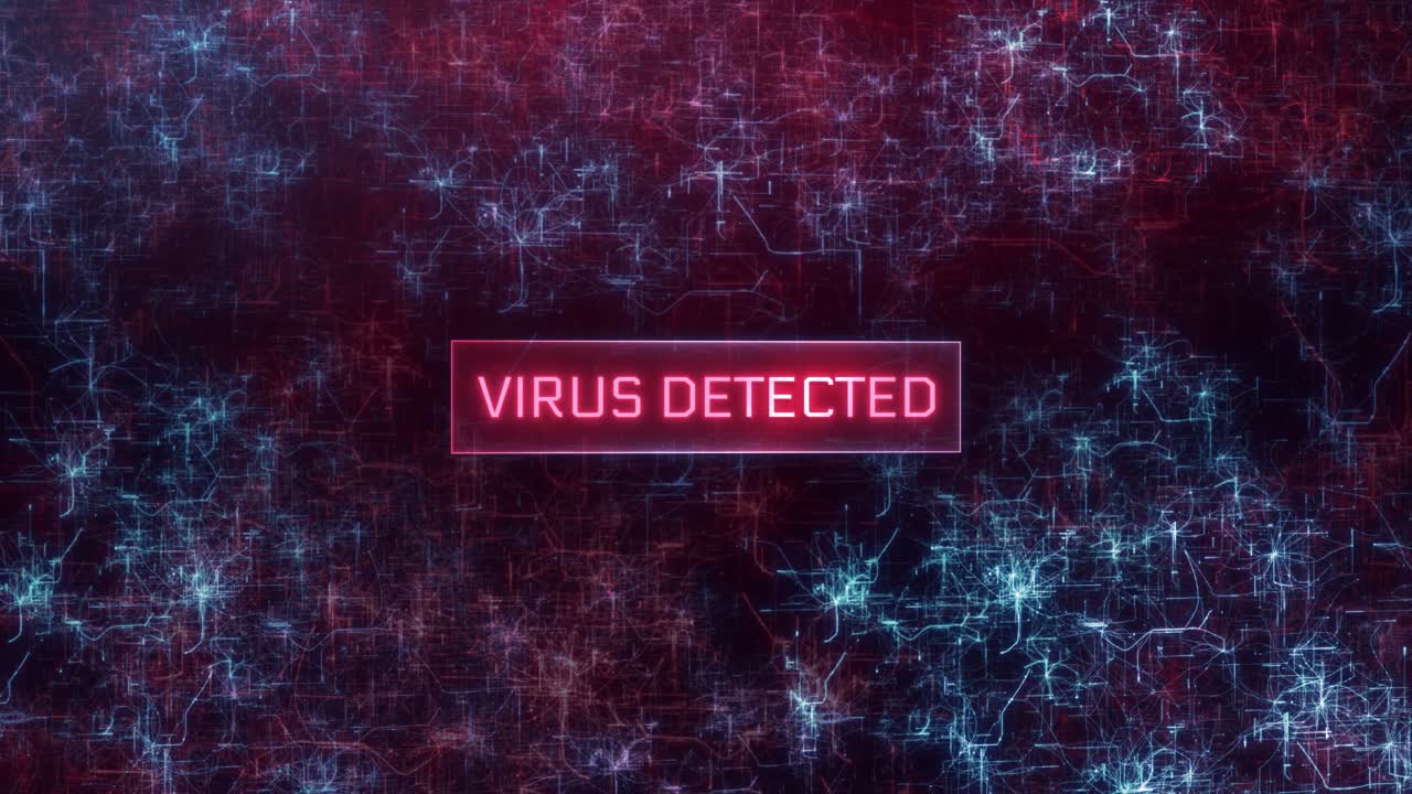 Virus Detected concept over dark computer networks background