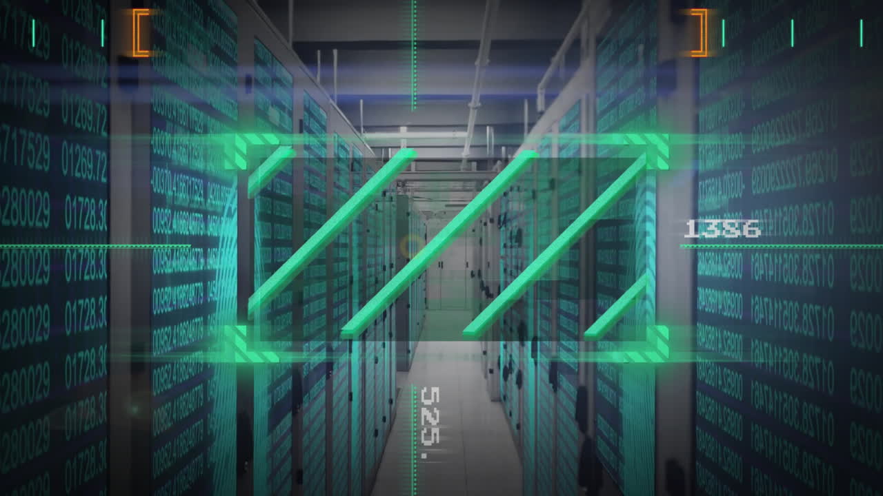 컴퓨터 서버 을 통해 데이터를 처리하는 직사각형 스캐너의 애니메이션