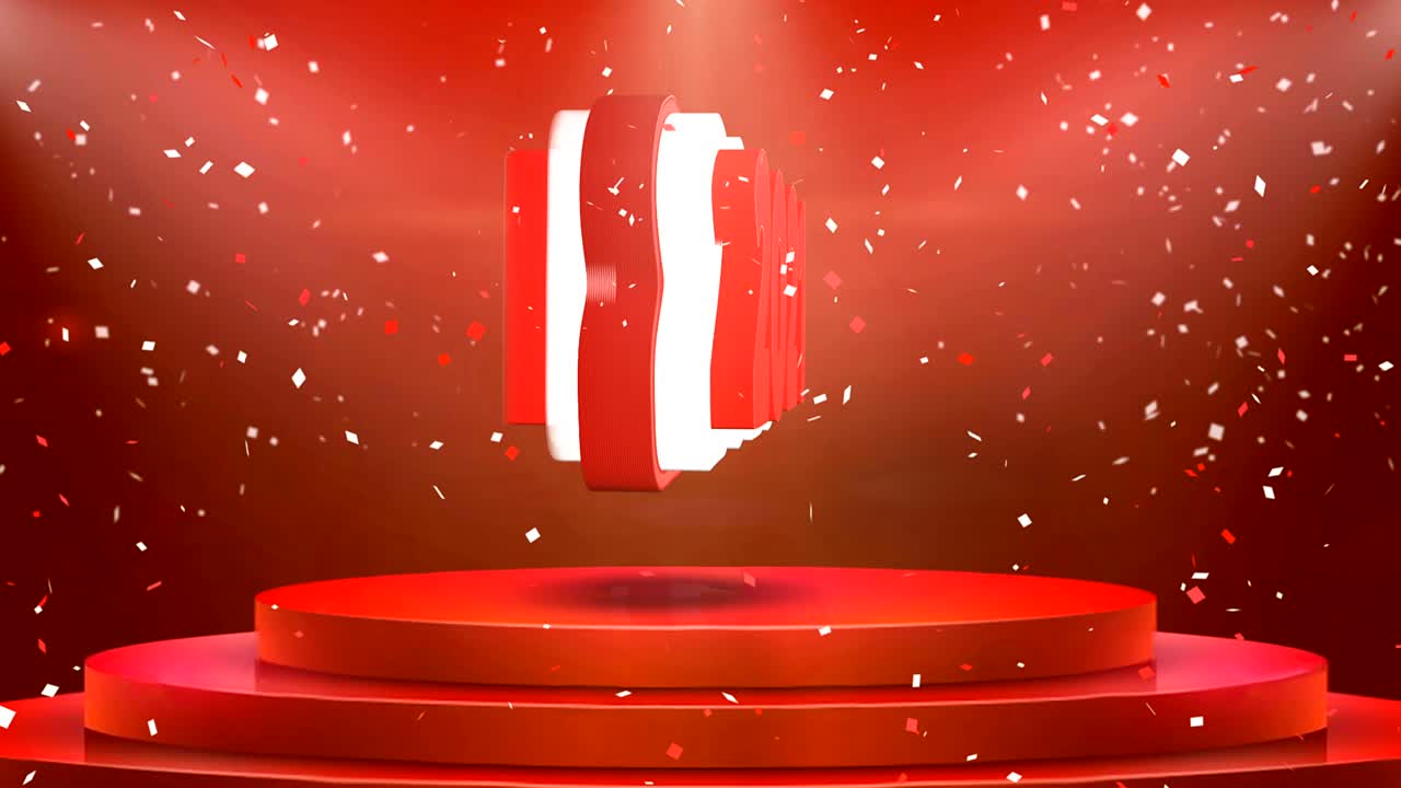 2021 텍스트 애니메이션 무대 포디움 콘페티 루프 애니메이션