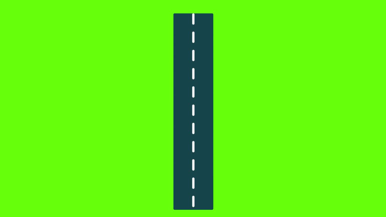 Animazione di una strada su sfondo green screen