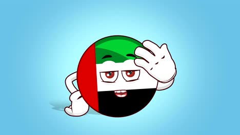 cartoon icon flag uae united arab emirates face animation facepalm upset with alpha matte