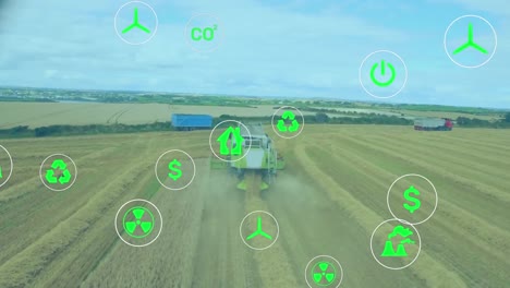 animación de iconos digitales sobre el campo