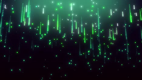 fallende binäre zahlen code regen. algorithmus digital. abstraktes zukünftiges tech-konzept der verkehrskommunikation und übertragungsdatenstrom. nahtlose schleifen-animation 4k-hintergrund.