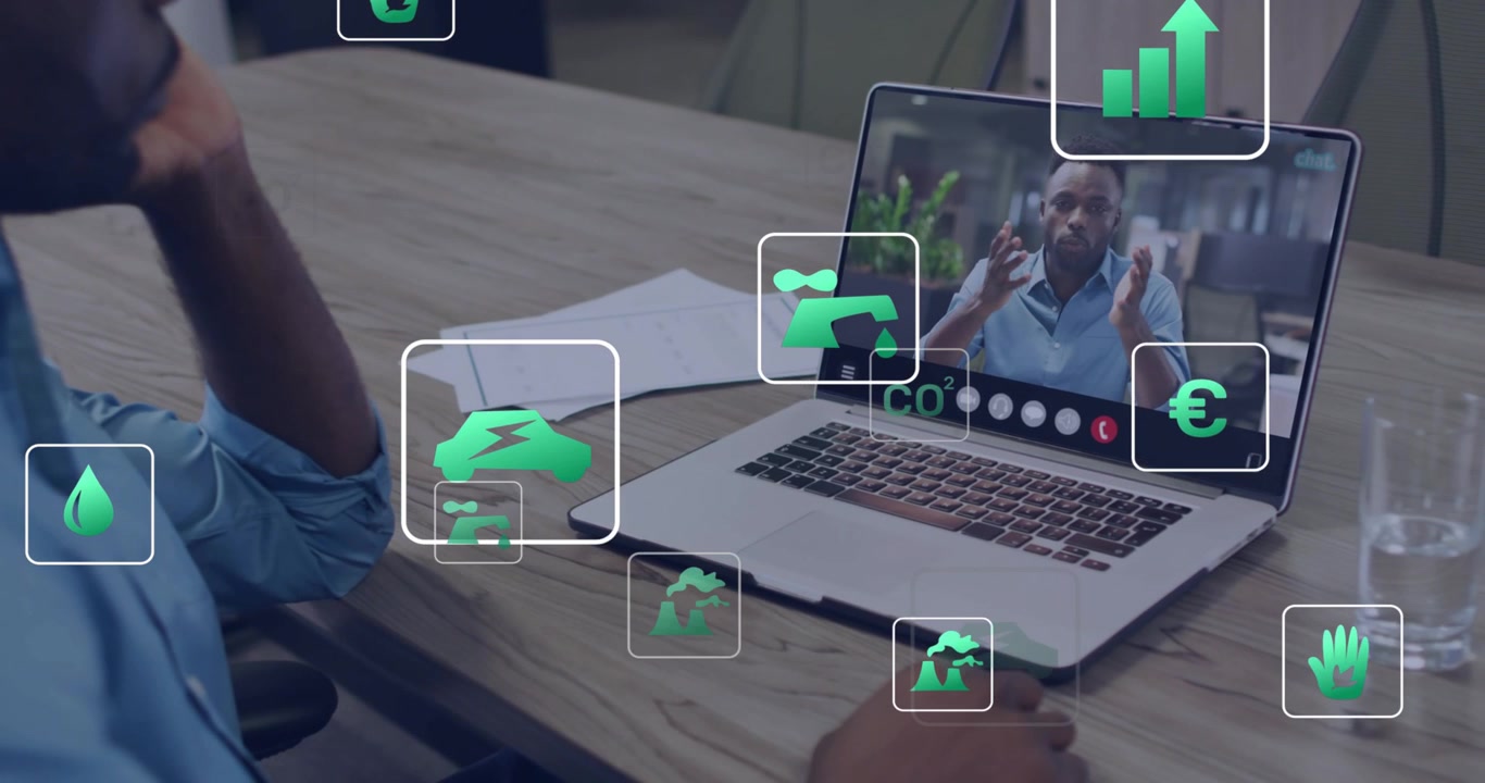 Man Participating in Virtual Meeting About Sustainability and Environmental Impact