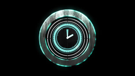 Animation-of-scope-scanning-with-clock-on-black-background