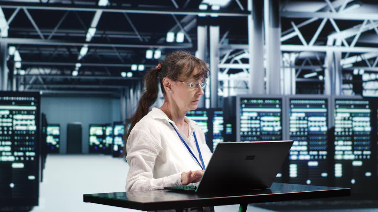 Server room with AI supercomputers