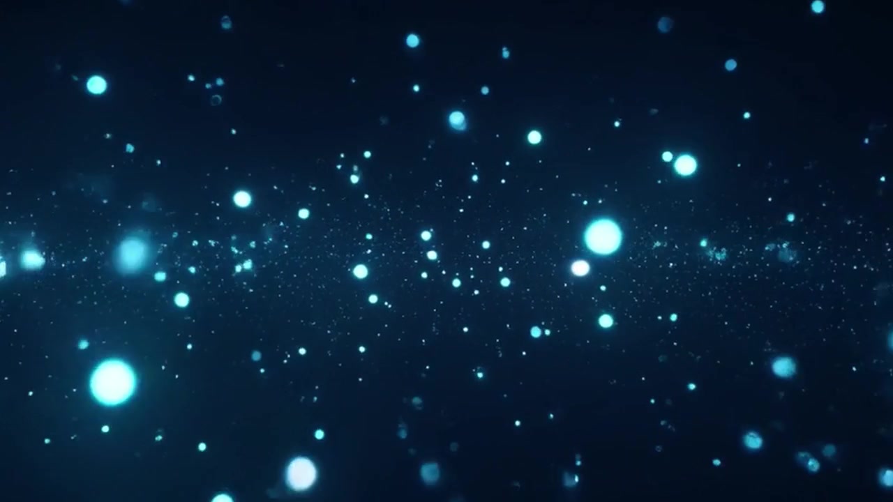 Sfondo animato astratto con particelle blu luminose fluttuanti