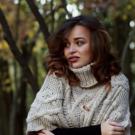autumn woman in autumn park