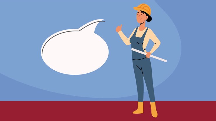 weibliche ingenieurin, die ein projekt präsentiert