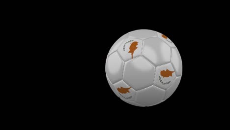 cyprus flag on flying soccer ball on transparent background, alpha channel