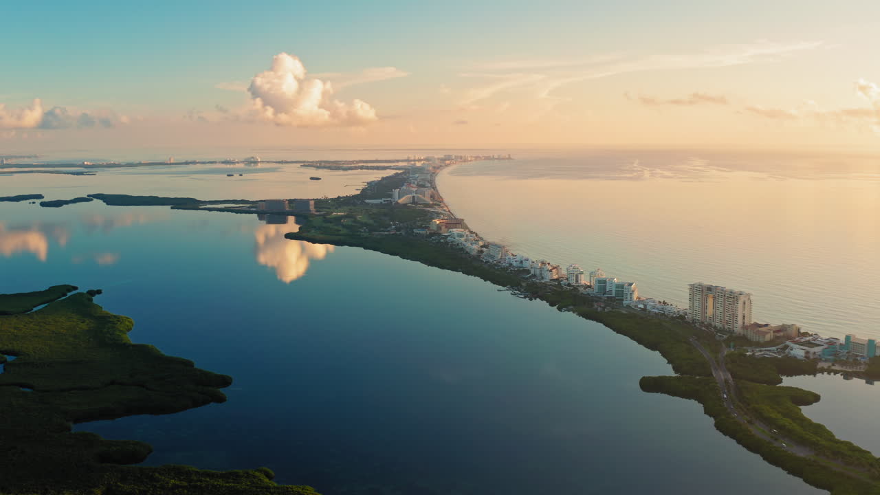 playa del carmen, quintana roo - 멕시코의 아름다운 일몰