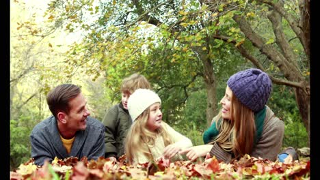 family in countryside on autumn day