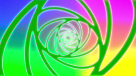 abstracts rainbow spiral psihodelic tunnel background. seamless loop 4k animation. virtual reality future design 3d render