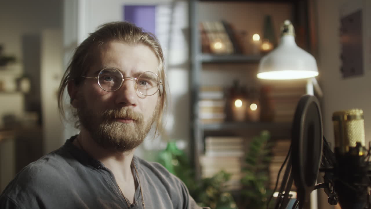 Portrait of Man at Home Recording Studio