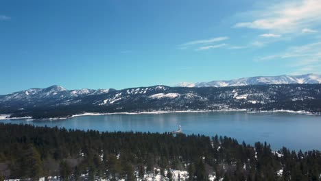 Panorama-Of-Big-Bear-Lake-In-San-Bernardino-County,-Southern-California,-United-States