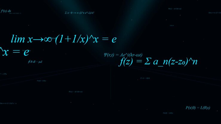 Mathematical Equations and Scientific Formulas Floating in Dark Digital Space